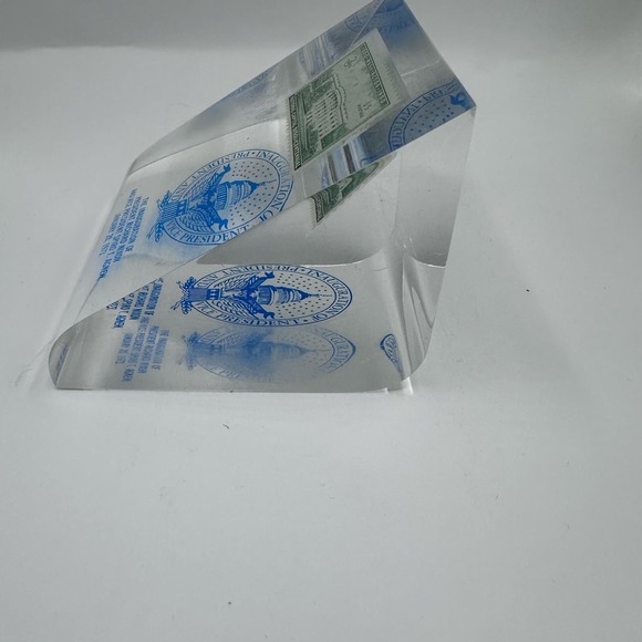 RARE Acrylic Lucite Right Angle Paperweight Nixon 1973 Inauguration - Picture 5 of 8